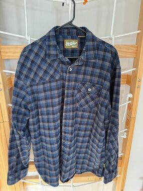 Howler Bros Blue Black Plaid Button-Down Flannel Shirt
